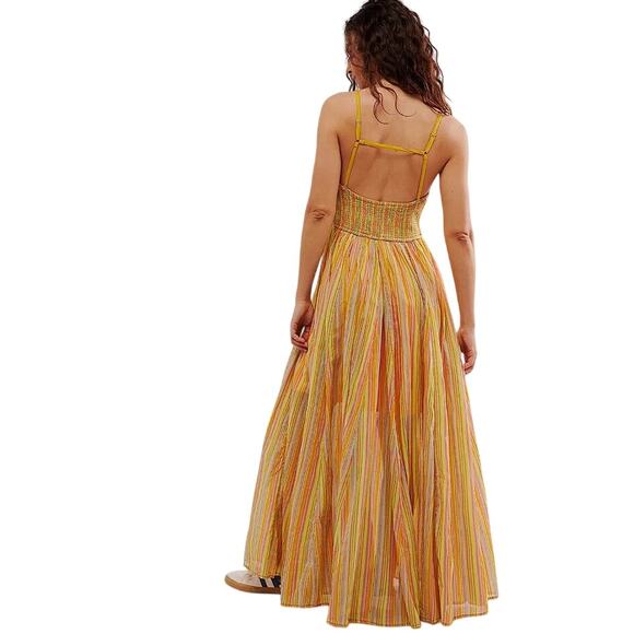 FREE PEOPLE Women's Dream Weaver Maxi Dress Size S In Orange - Picture 4 of 13
